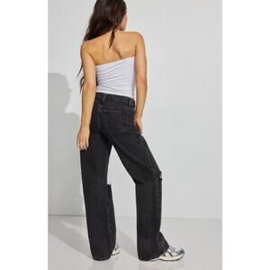 Garage Black Denim Urban Skater Wide Leg Distressed Baggy High Rise Jeans Small